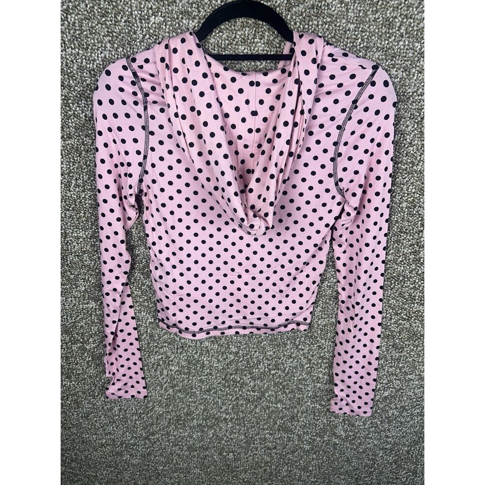 I AM GIA Women's Blare Full Zip Stretch Hoodie Black Pink Polka Dot Sz Medium - Picture 4 of 9